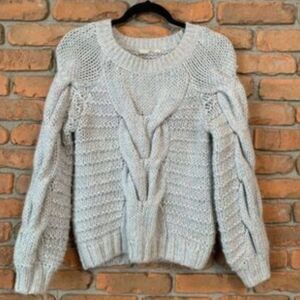 Cozy Gray Cable Knit Sweater